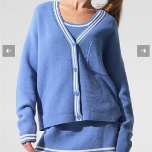 ALO Yoga Blue Cardigan Tennis Club Sweater 🎾 small